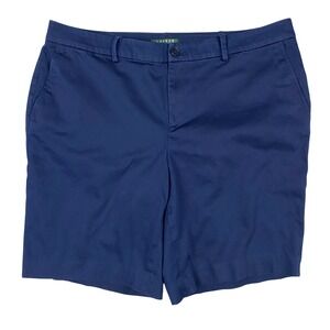 Lauren Ralph Lauren Womens Navy Blue Chino Bermuda Shorts Plus Size 16W